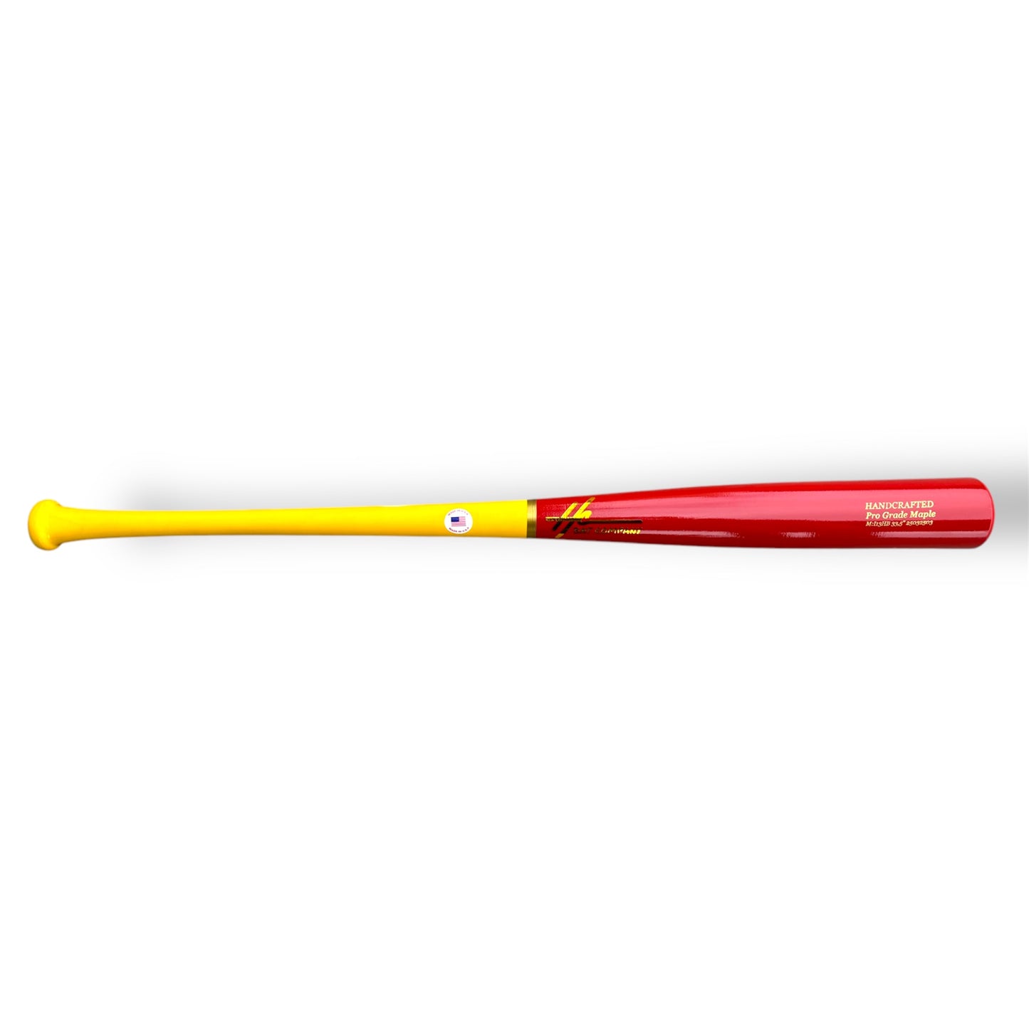 pro grade maple baseball bat i13 33.5 inch yellow handle red barrel power bat