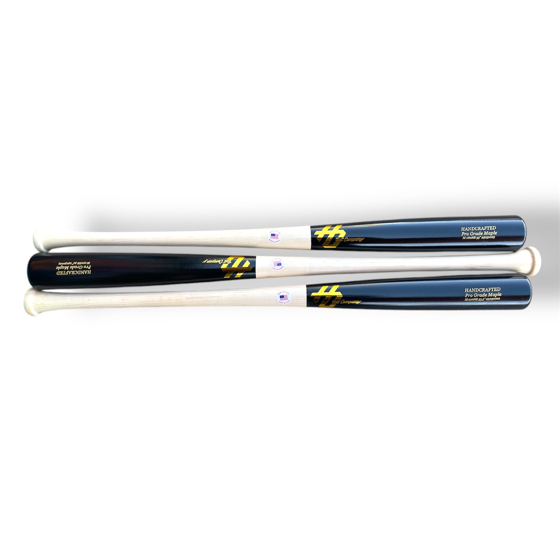 three pack pro grade maple wood baseball bats bundle for game use