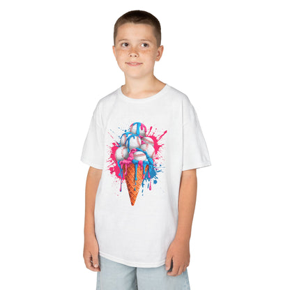 ice cream baseball cone graphic t shirt with stacked baseball design