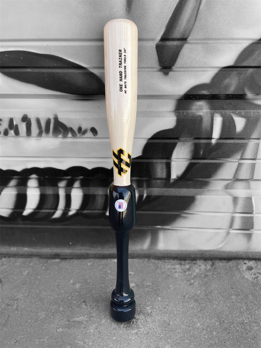 24 inch one hand baseball training bat used for swing mechanics and hand strength drills
