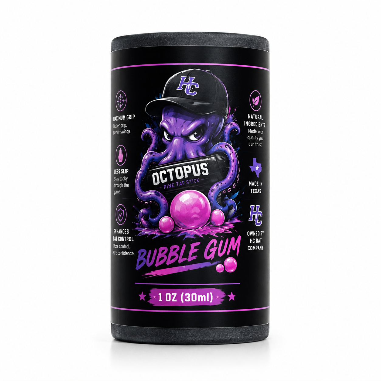 Black container with purple octopus design and 'Octopus' branding on a white background