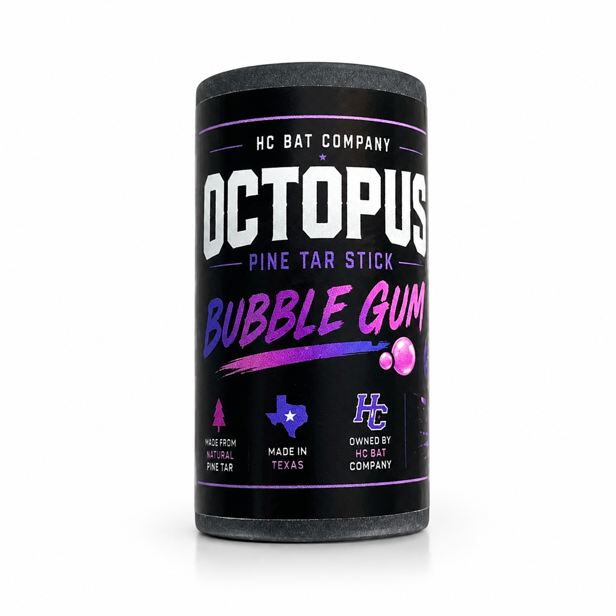 HC Bat Company Octopus Pine Tar Stick in Bubble Gum flavor on a white background