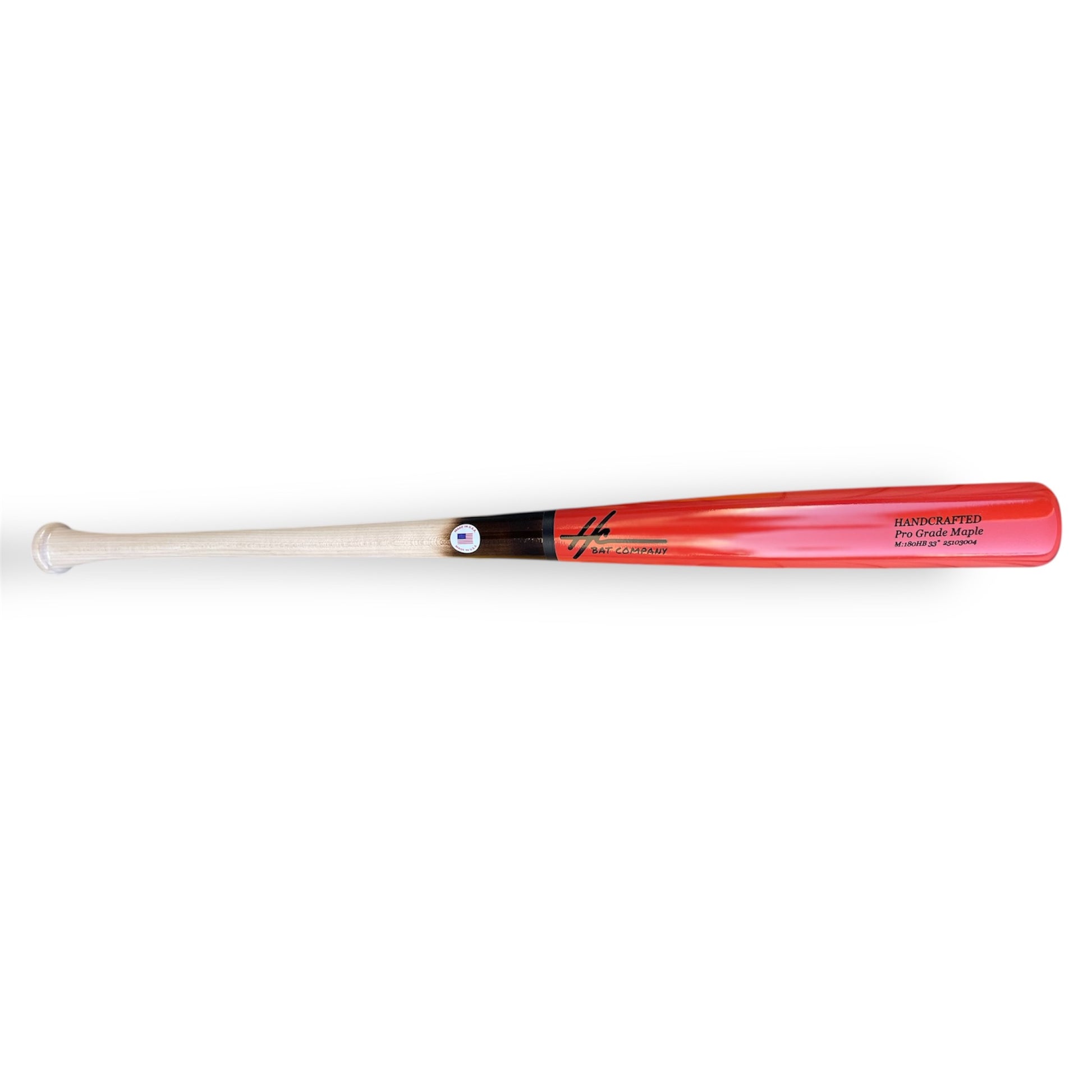 pro grade maple baseball bat 180hb 33 inch flame fade red barrel balanced bat