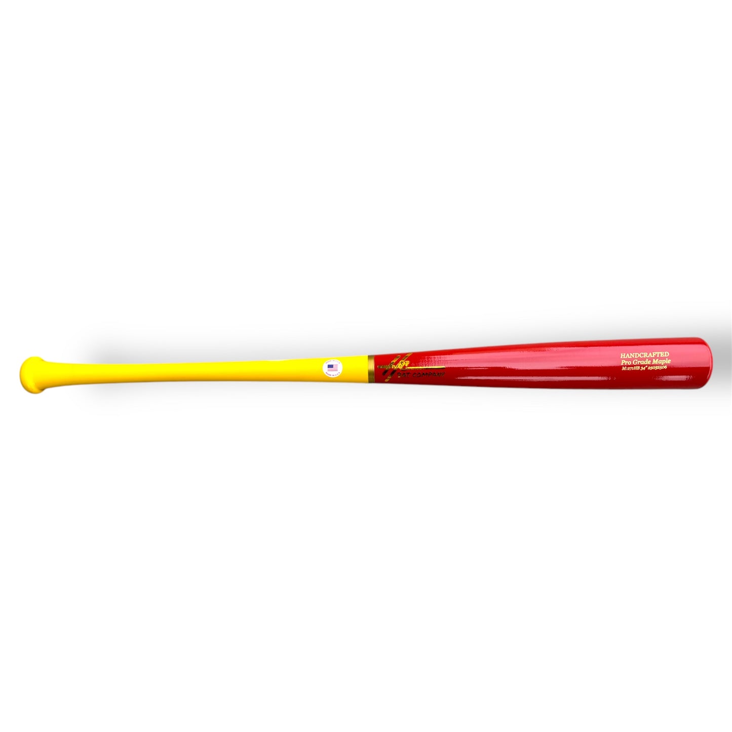 pro grade maple baseball bat 271HB 34 inch yellow handle red barrel balanced bat