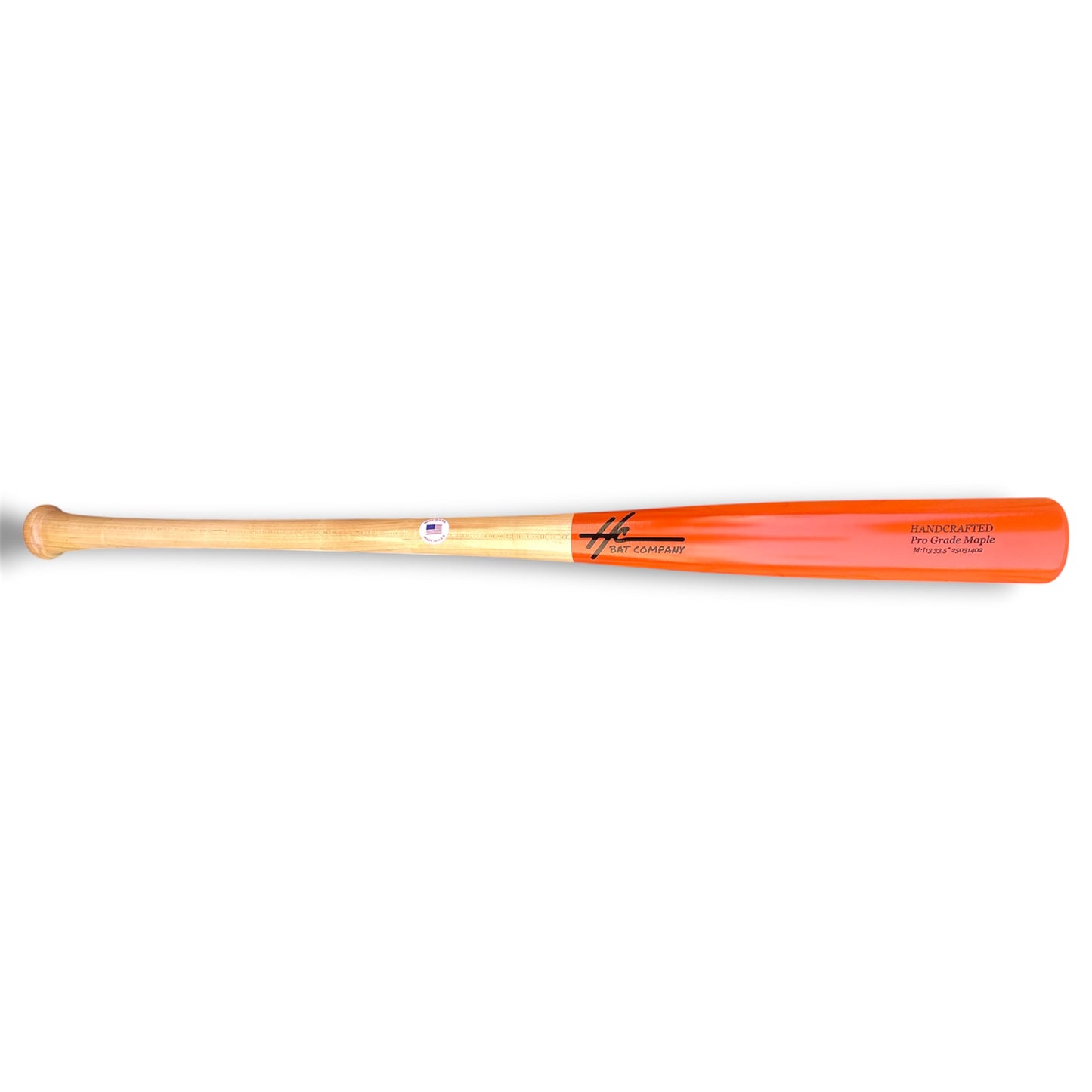 pro grade maple baseball bat i13 33.5 inch end loaded orange gloss bat