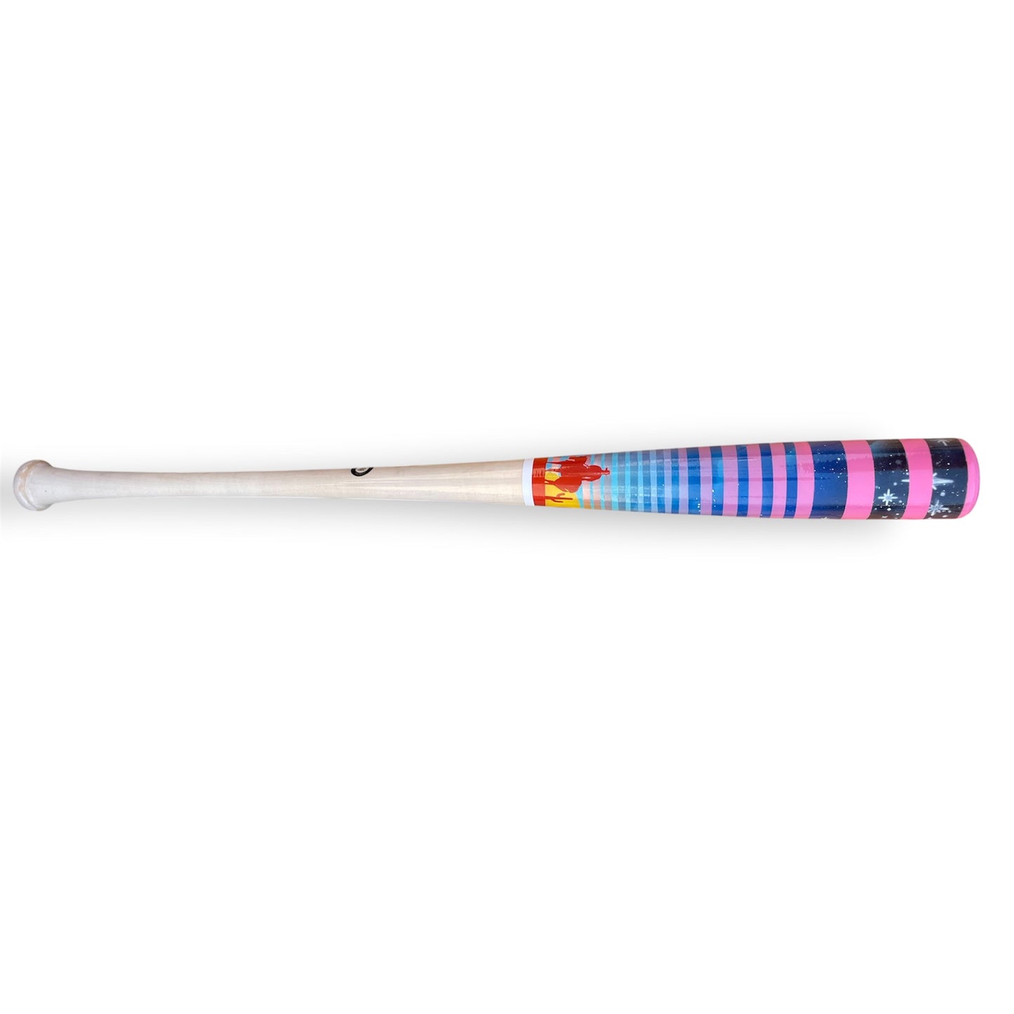 HC Bat Company Pro Select Maple 271HB 32.5 inch 31 oz baseball bat with natural handle and custom Wild West barrel design, steel pressed and one of one