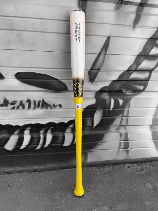 pro select maple baseball bat 243r 32 inch flamed barrel yellow handle