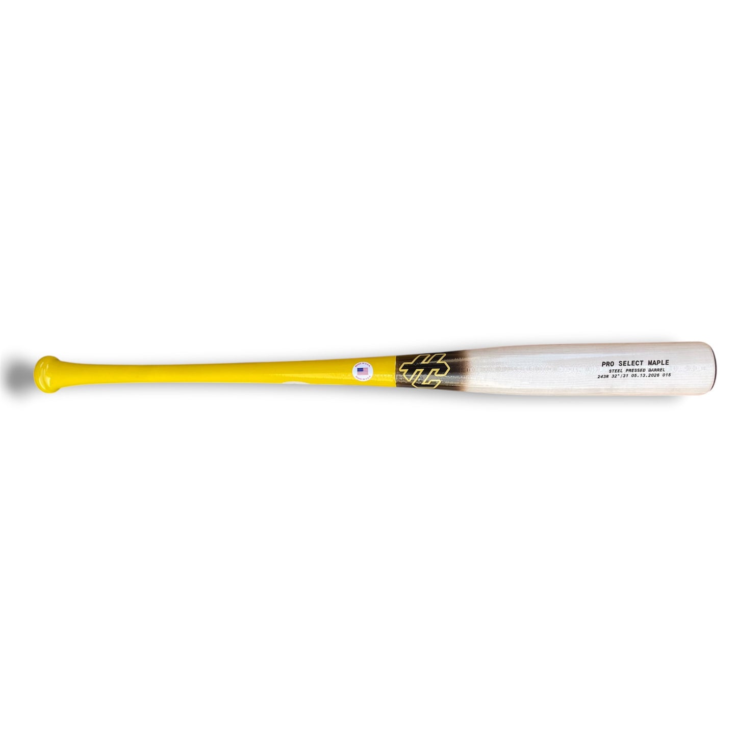 pro select maple baseball bat 243r 32 inch flamed barrel yellow handle