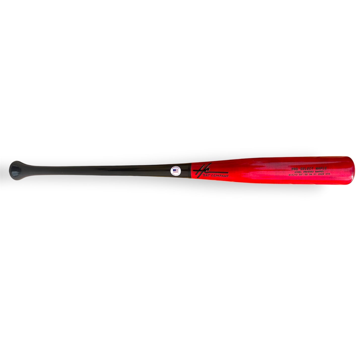 pro select maple cj13 baseball bat 33 inch knobless i13 profile steel pressed black handle red barrel hc bat company