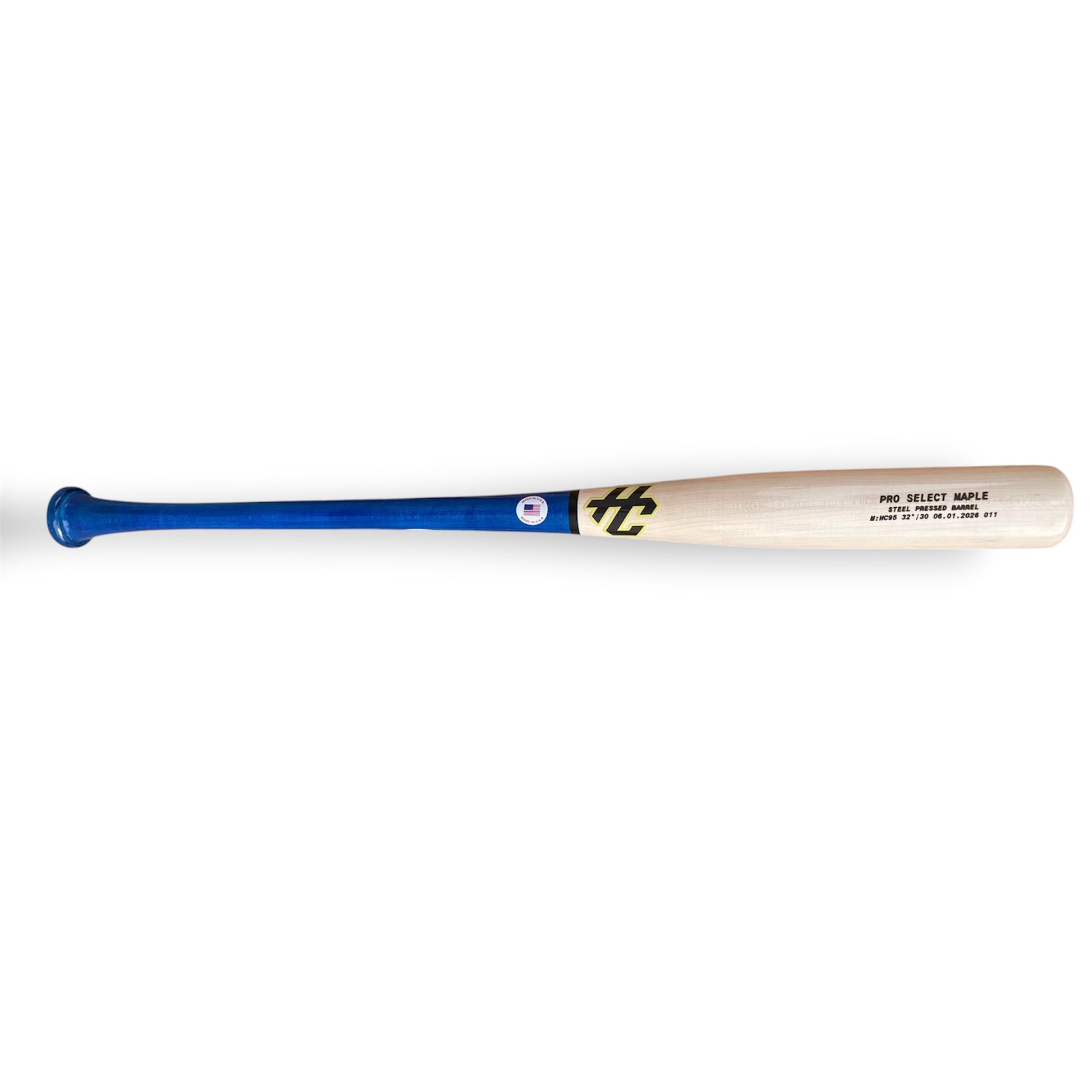 pro select maple mc95 baseball bat 32 inch blue handle natural barrel steel pressed balanced wood bat hc bat company