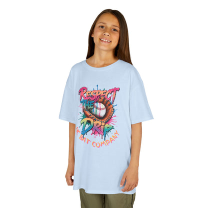 respect the drip baseball graphic t shirt with colorful glove design