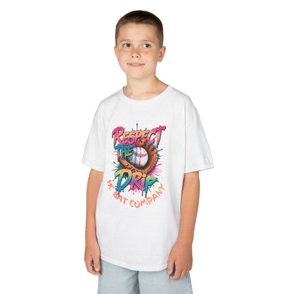 respect the drip baseball graphic t shirt with colorful glove design