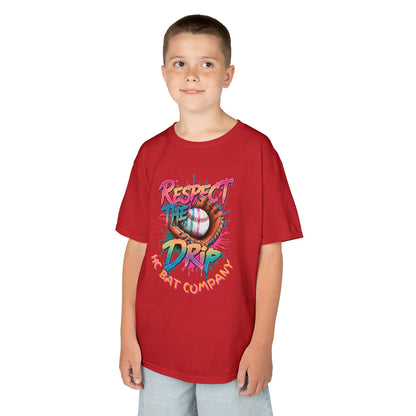 respect the drip baseball graphic t shirt with colorful glove design